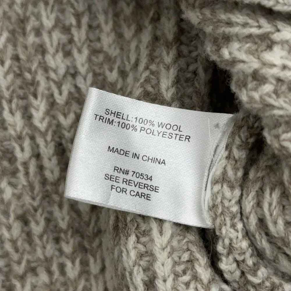 NEW Orvis Wool Cardigan Sweater Men's Medium Beige Shawl Collar‎ Elbow Patches